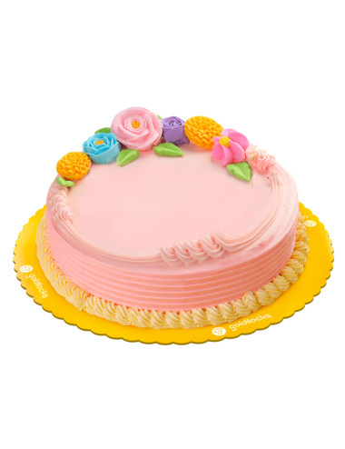 Pastel Blooms Strawberry 9" round - Goldilocks Cake - (Medium)