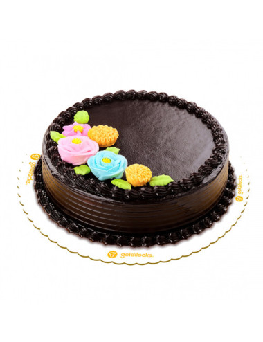 Pastel Blooms Chocolate 9 inch round (Goldilocks Cake) Pangasinan Flower Shop Delivery Service